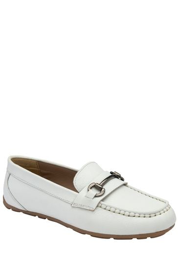 Ravel White Leather Driving Shoes Loafers