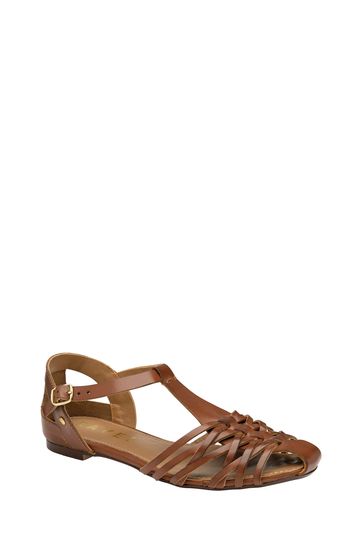 Ravel Brown Leather Flat Sandals