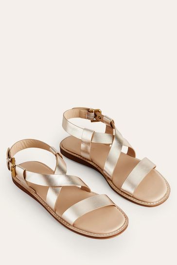 Buy Boden Silver Cream Cross Strap Flat Sandals from Next Saudi Arabia