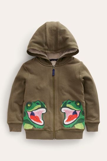 Boden Green Shaggy-lined Appliqué Hoodie