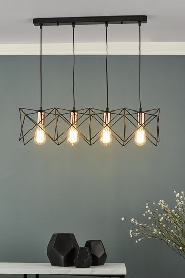 Buy Dar Lighting Black Midi 4 Light Ceiling Light Pendant from the