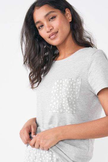 Buy Grey Spot Cotton Blend Pyjamas from Next USA