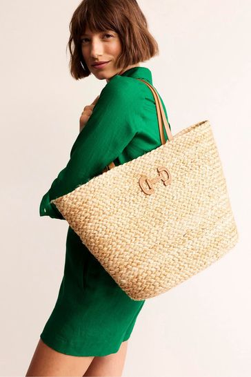 Boden Brown Woven Summer Basket Bag