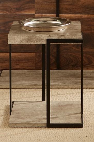 Buy Pacific Grey Concrete Effect MDF And Black Iron Side Table from the Next UK online shop