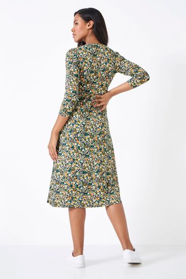 Floral print jersey sales dress