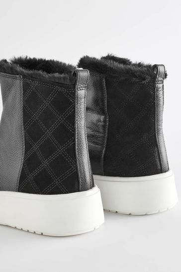 Black Signature Forever Comfort Leather Chunky Zip Hi Top Trainers