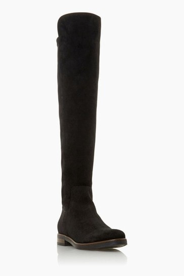 Dune London Black Tropic Over The Knee Suede Stretch Boots
