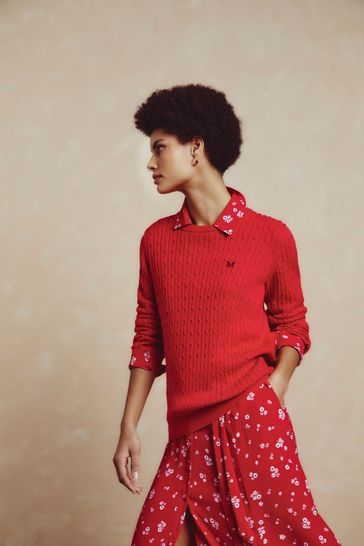 Crew heritage cable jumper discount