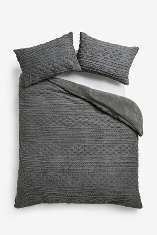 Fleece Cable Knit Duvet Cover And, Knit Duvet Cover