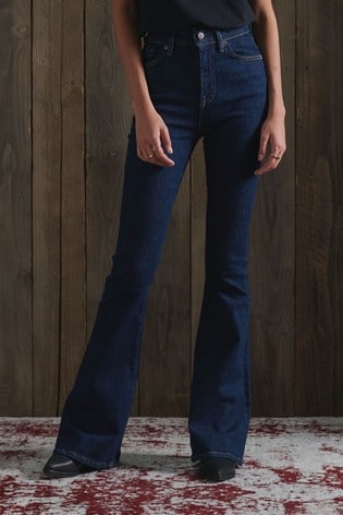 Superdry Blue High Waisted Bootcut Jeans
