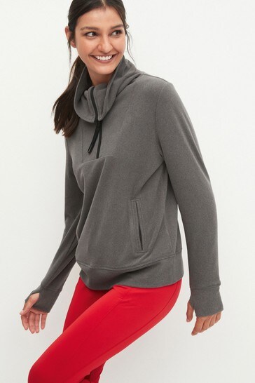 Charcoal Grey Next Active Sports Overhead Zip Neck Fleece