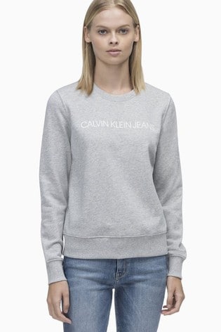 Calvin Klein Jeans Grey Core Institutional Logo Sweatshirt
