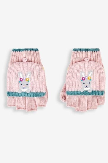 JoJo Maman Bébé Pink Bunny Striped Gloves