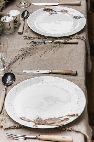 Royal Worcester Wrendale Set of 4 White Animal Dinner Plates