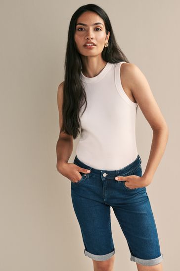 Buy Inky Blue Denim Knee Length Shorts from Next Bahrain