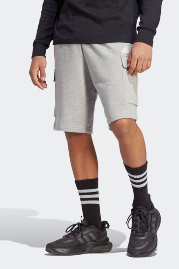 adidas Grey 100 Cotton Essentials French Terry Cargo Shorts