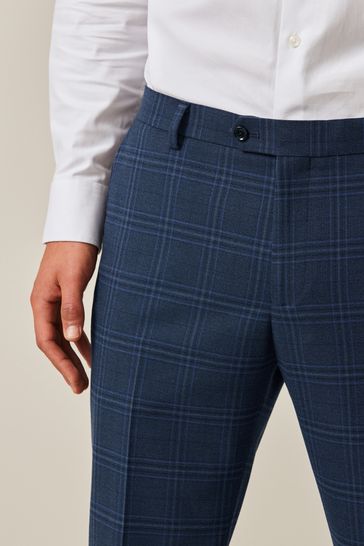 Buy Blue Slim Bold Check Suit Trousers from Next Singapore