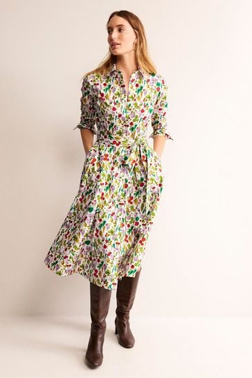 Boden Green Amy Cotton Midi Shirt Dress