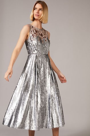 Phase Eight Metallic Lainey Shimmer Sequin Midi Dress