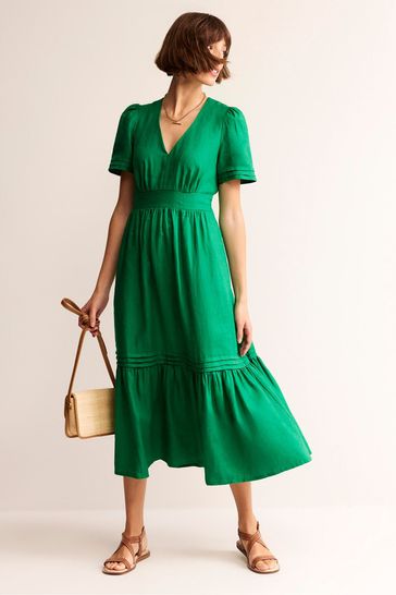 Boden Green Eve Linen Midi Dress