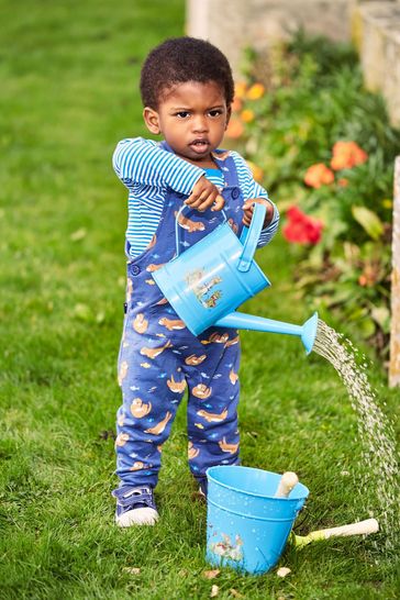 Buy JoJo Maman Bebe Indigo 2 Piece Indigo Otter Print Baby Dungarees Set from Next Denmark