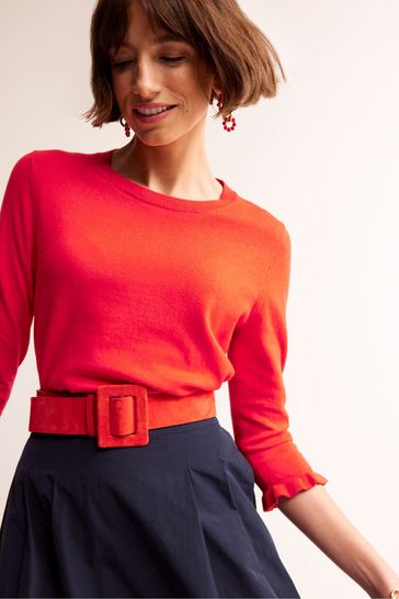 Buy Boden Red Cotton Merino Frill Jumper from Next Netherlands