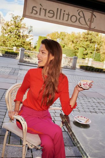 Buy Boden Red Cotton Merino Frill Jumper from Next Lithuania