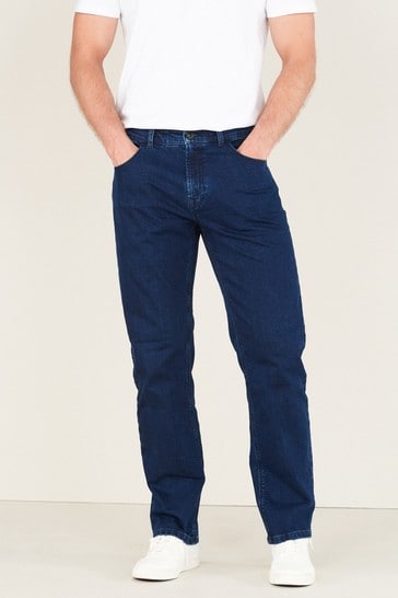 Blue Tonal Straight Fit Essential Stretch Jeans