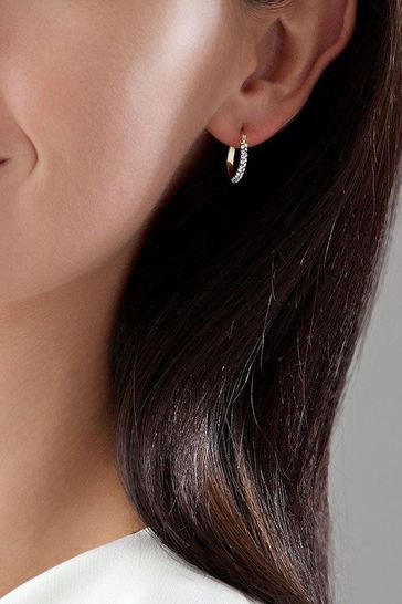 Buy Beaverbrooks 9ct Gold Crystal Hoop Earrings from the Next UK online shop