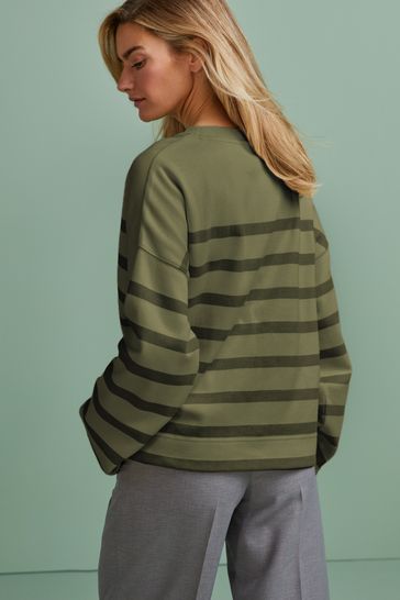 Green and white striped sweatshirt hot sale