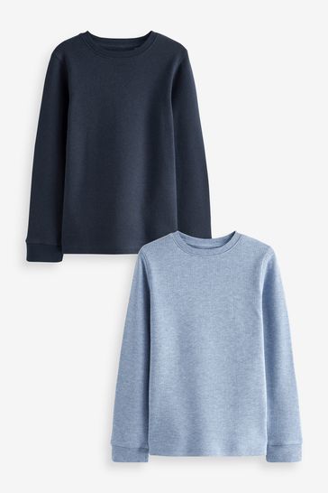 Blue/Navy Long Sleeve Thermal Tops 2 Pack (2-16yrs)