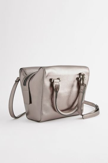 Buy Pewter Silver Mini Handheld Bowler Bag from Next Luxembourg