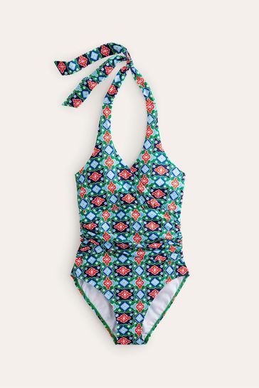 Boden Green Levanzo Ruched Halter Swimsuit
