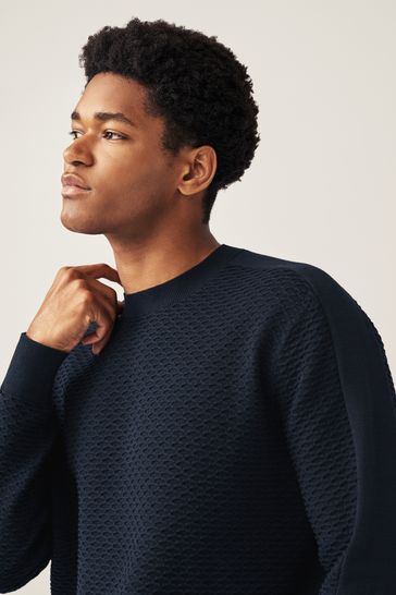 Buy Armani Exchange Textured Knitted Navy Jumper from Next Hungary