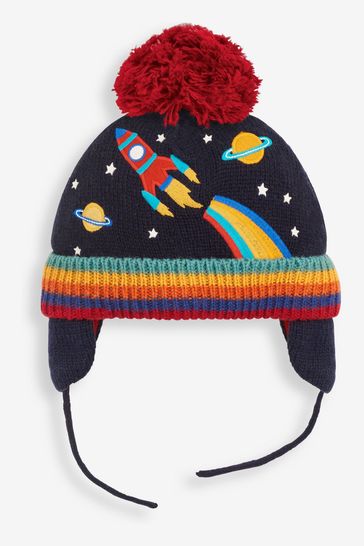 JoJo Maman Bébé Navy Rocket Appliqué Hat