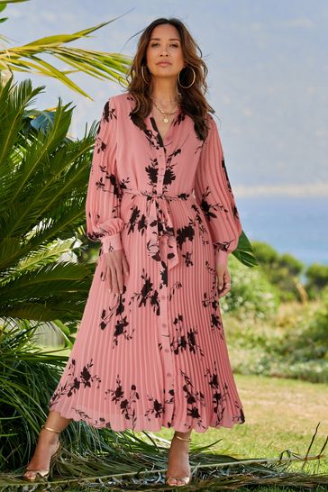 Myleene Klass Pink Pleated Shirt Dress