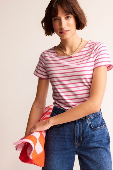 Boden Pink Ava Short Sleeve Breton T-Shirt
