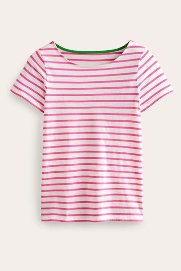 Boden Pink Ava Short Sleeve Breton T Shirt
