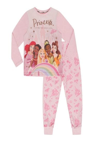 Brand Threads Pink Disney Princess Girls Long Sleeve Pyjama Set