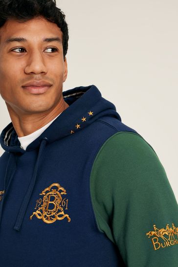 Buy Joules Official Burghley Navy Blue Hooded Sweatshirt from Next