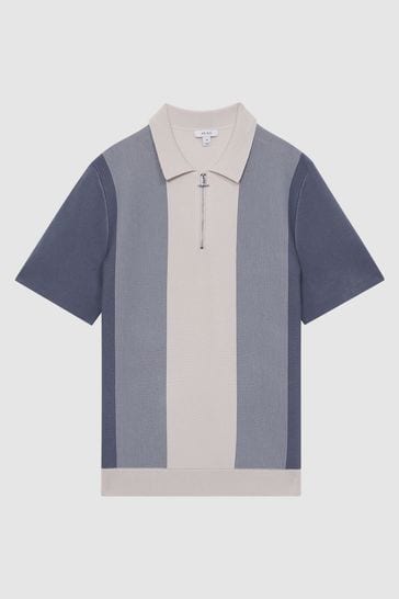Blue and white best sale striped polo t shirt