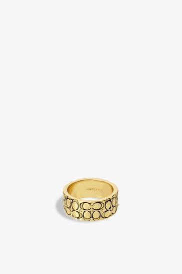 COACH Gold Tone Signature Quilted Band Ring