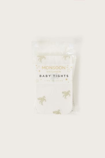 Buy Monsoon Baby Gold Glitter Unicorn Print Tights from Next