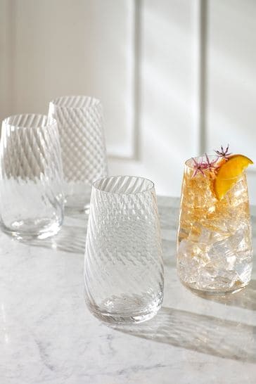 Clear Set of 4 Clear Anais Tumbler Glasses Set of 4 Tall Tumbler Glasses