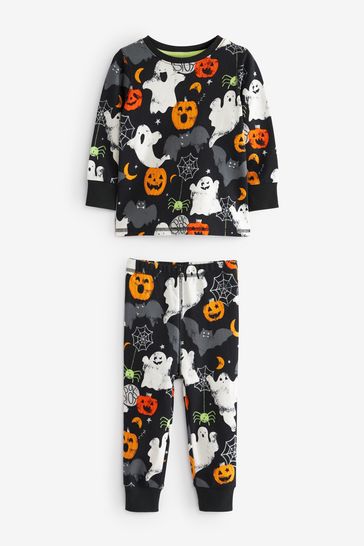 Black Glow In The Dark Kids Halloween 100 Cotton Pyjamas 9mths 10yrs