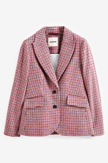 Boden Red The Marylebone Checked Blazer