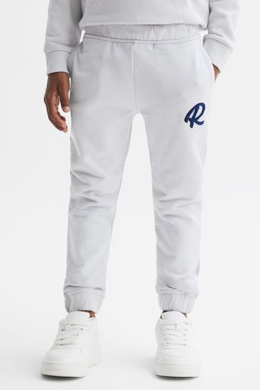 Reiss Ice Blue Toby Senior Garment Dyed Logo Joggers