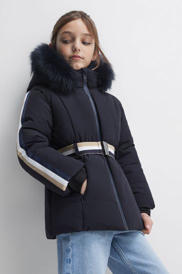 Navy hooded deals coat
