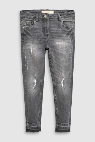Charcoal Distressed Skinny Jeans With Stickers (3-16yrs)