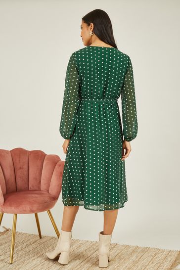 Midi polka dot wrap outlet dress